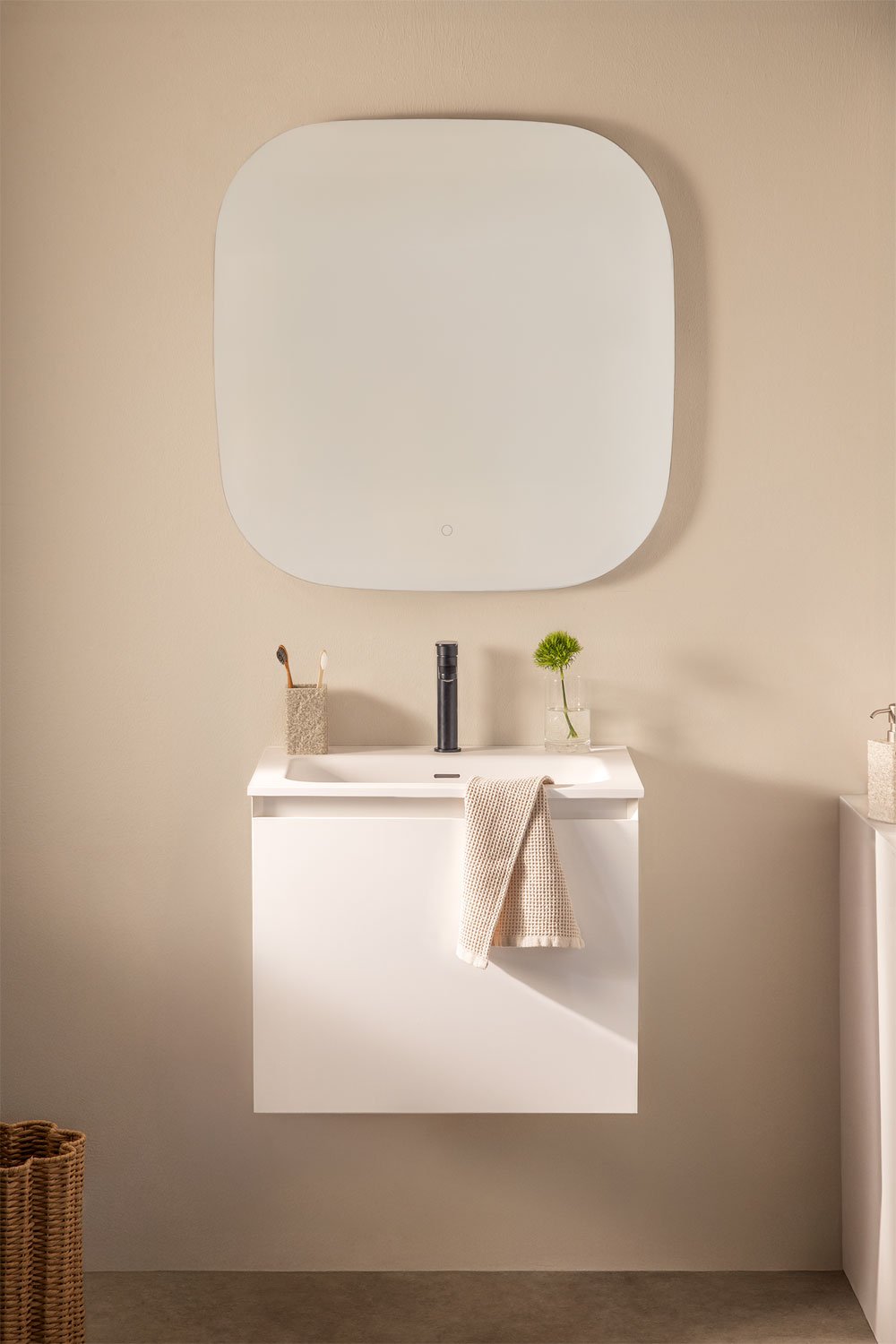 Macrae wooden bathroom furniture set with integrated sink, gallery image 1