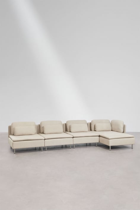 Oriol 4-piece right-sided chaise longue modular sofa - Fabric Cream Beige