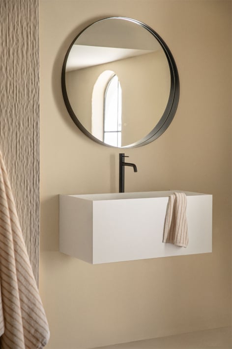 Resin bathroom furniture set with integrated sink and Nerine LED light - White