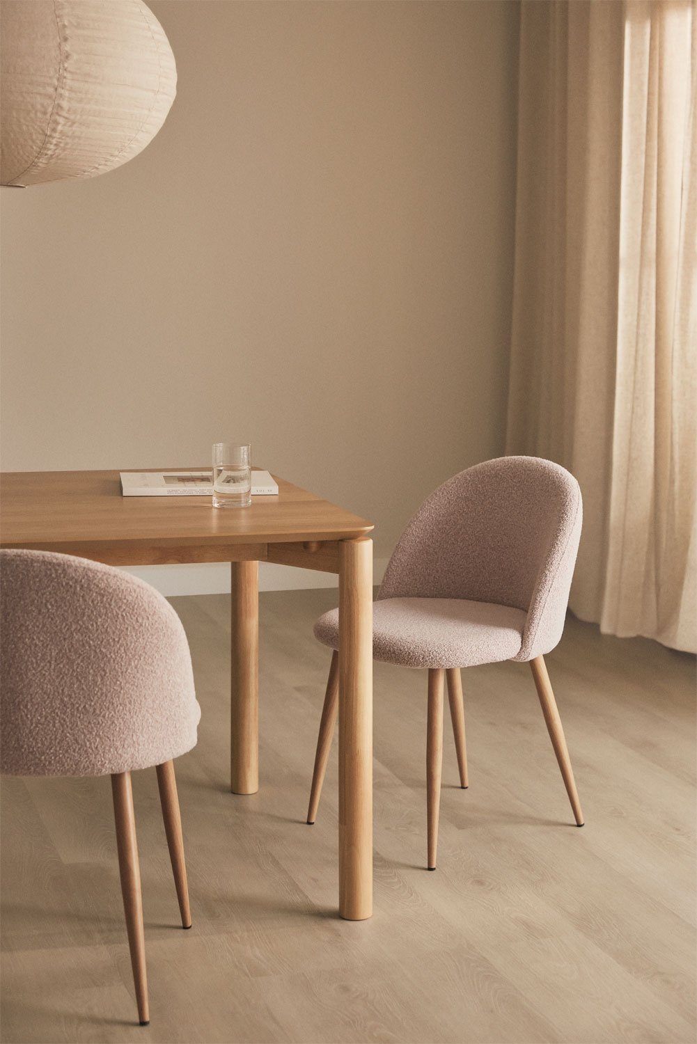 Pack of 2 Kana Deluxe bouclé fabric dining chairs, gallery image 1