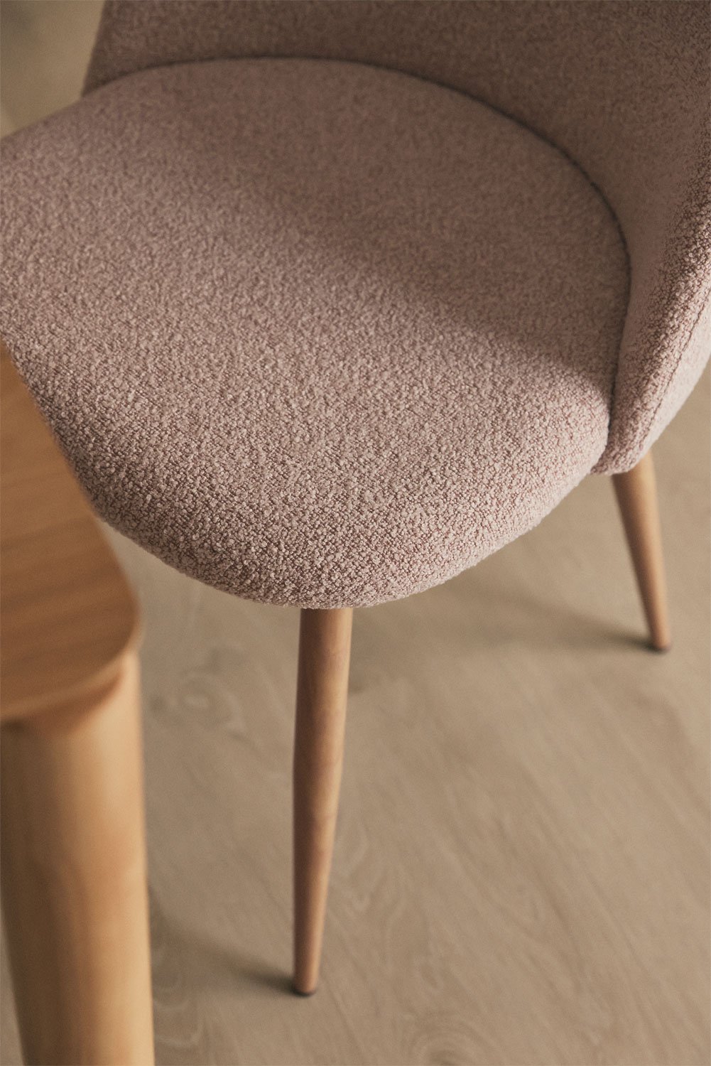 Pack of 2 Kana Deluxe bouclé fabric dining chairs, gallery image 2