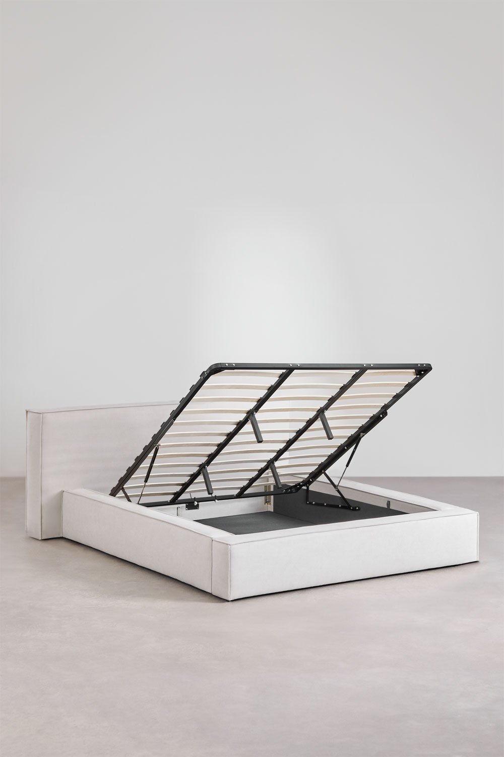 Upholstered bed with lift-up storage base Lunari, gallery image 4