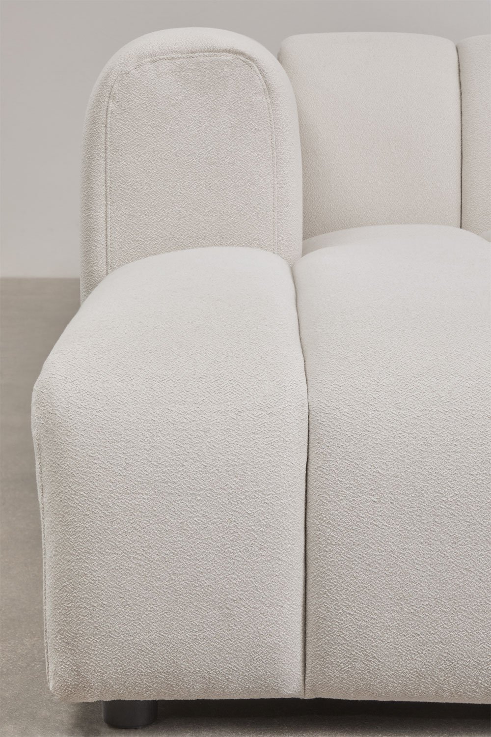 Left 3-piece modular chaise longue sofa with pouf in Eliot bouclé fabric, gallery image 5