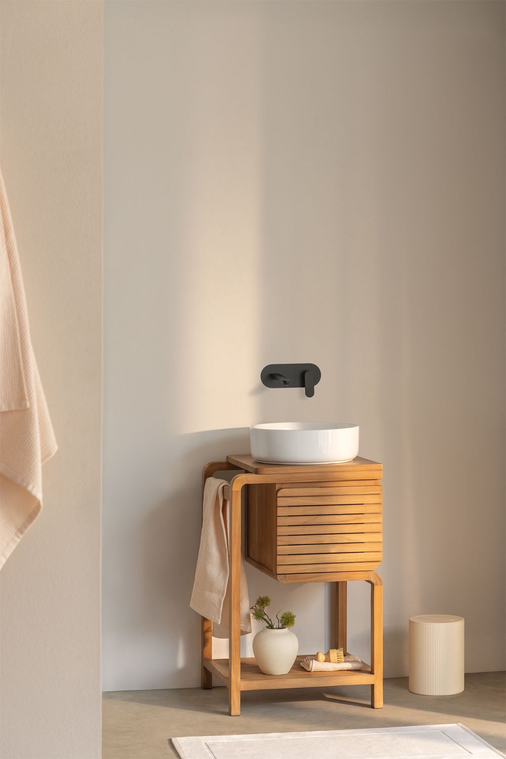 Bradley teak wood bathroom furniture set, gallery image 1