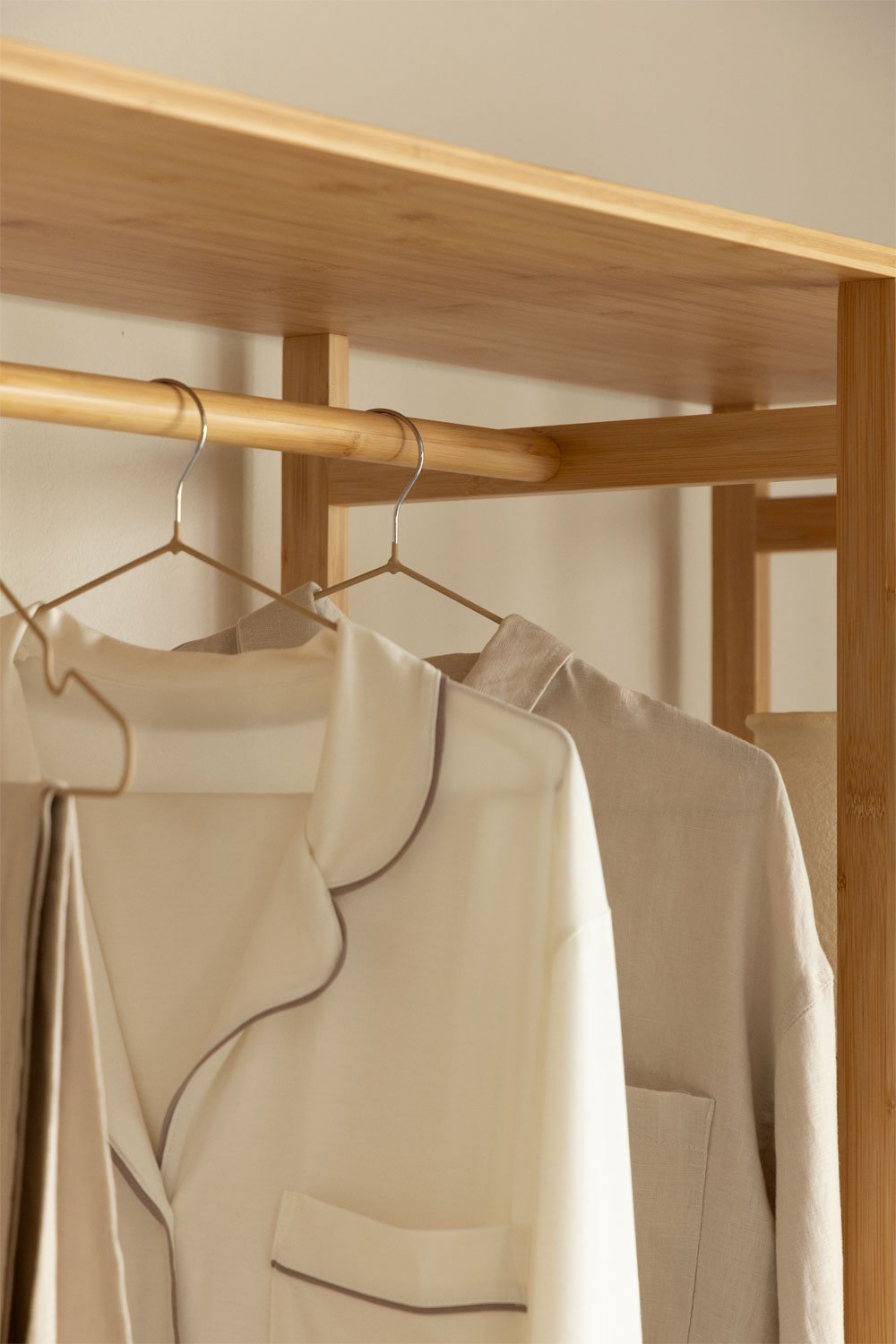 Krauford Open Wardrobe with Bamboo Wood Shelves, gallery image 2