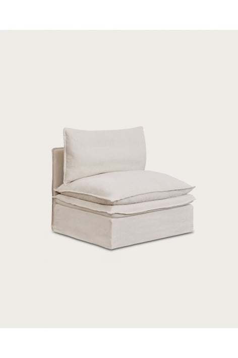 Central module for modular sofa in linen and cotton Grace