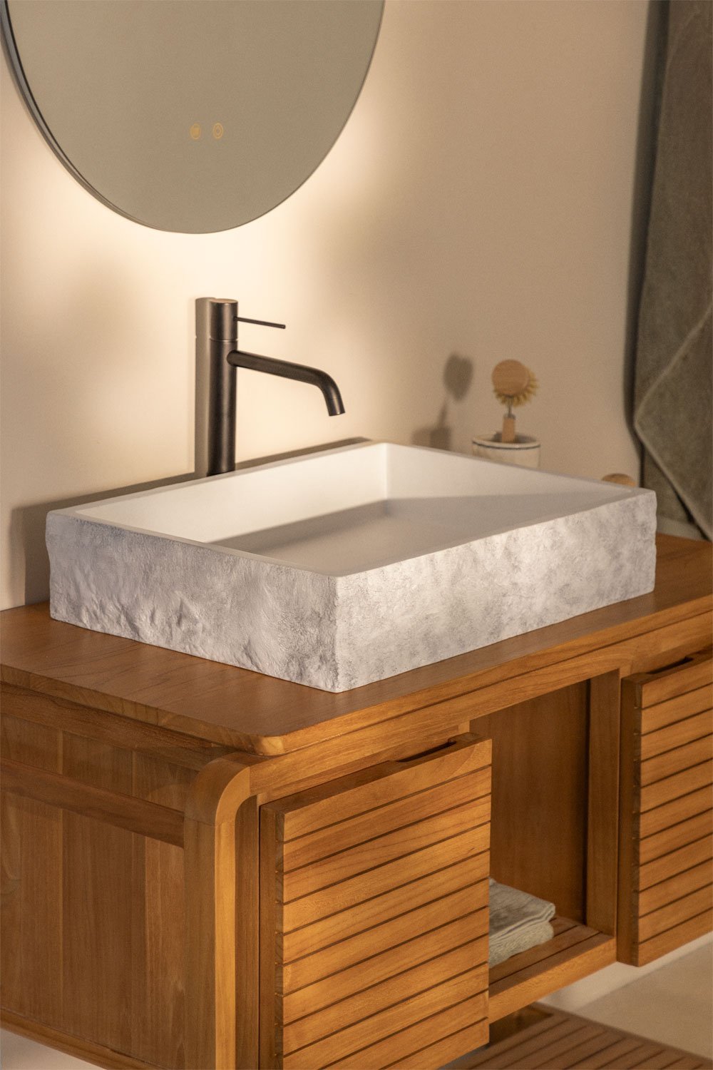Rectangular sink 60x40 cm in cement Ushba, gallery image 1