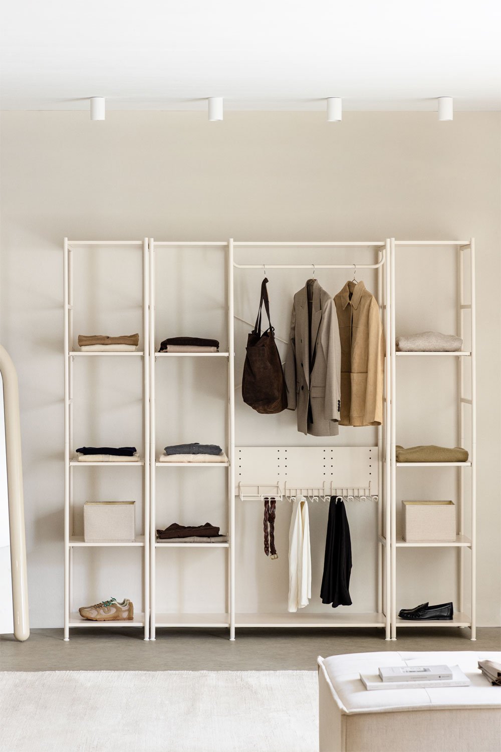 Elviah 3-piece open modular wardrobe with 2 iron shelves, gallery image 1