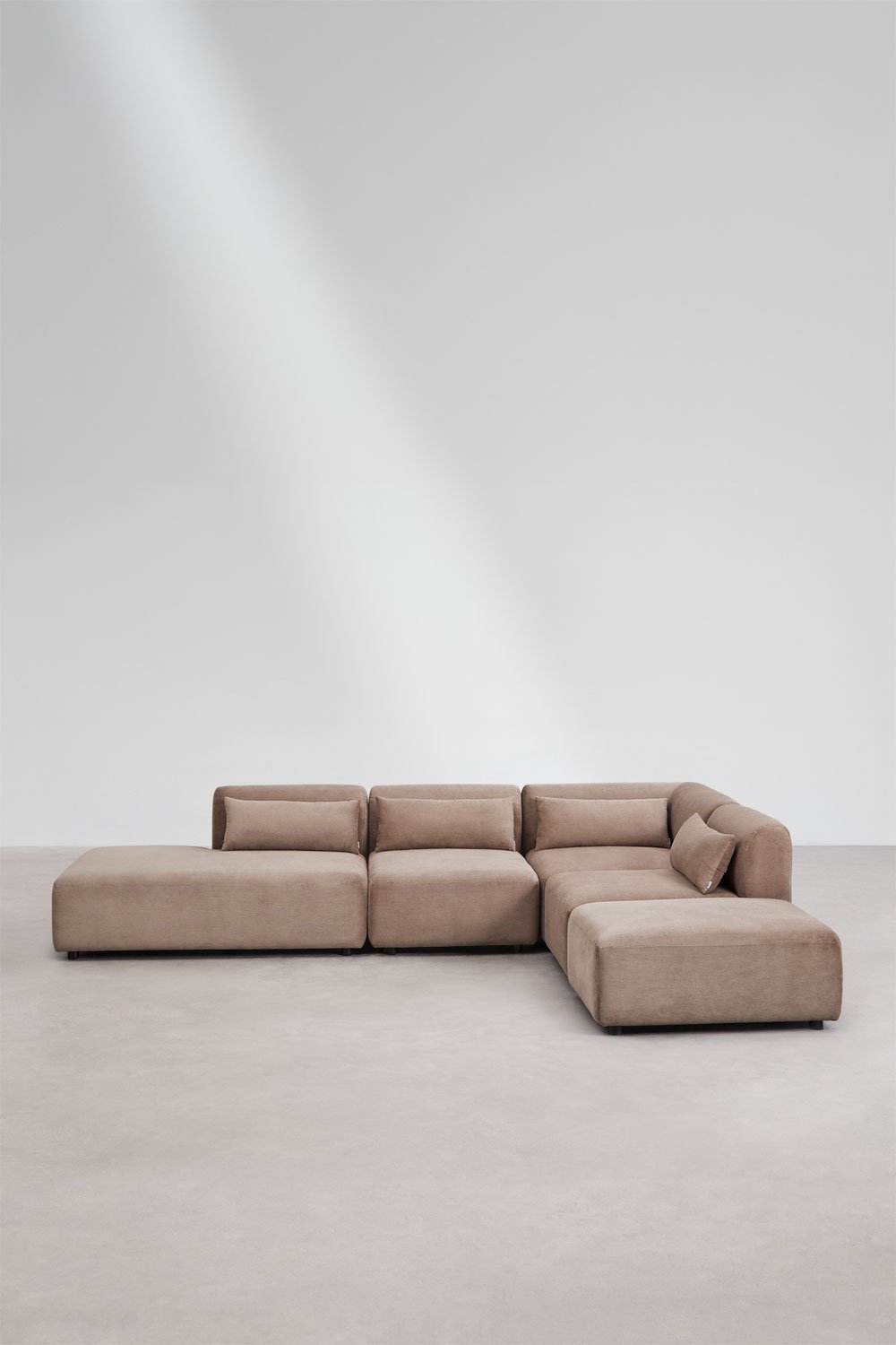 4-piece corner modular sofa with left chaise lounge and Fogler pouf, gallery image 3