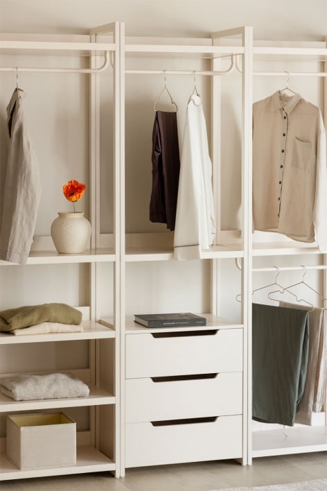 Velunis iron open wardrobe with drawers - Gardenia White