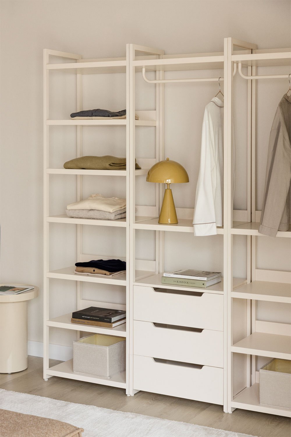 Velunis 2-piece open modular wardrobe with drawers and iron shelf, gallery image 1