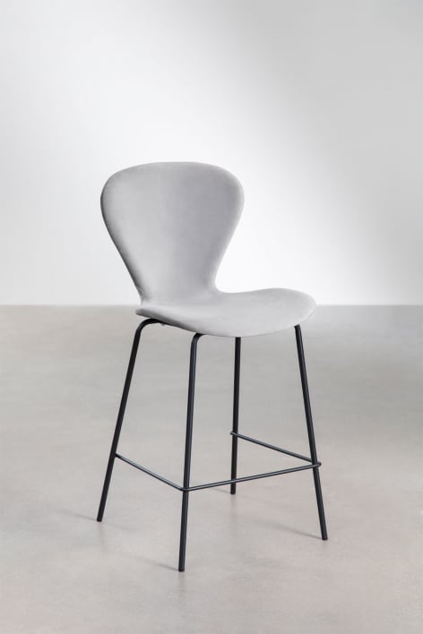 4-Pack high stools 65 cm in light grey velvet and black iron legs Uit