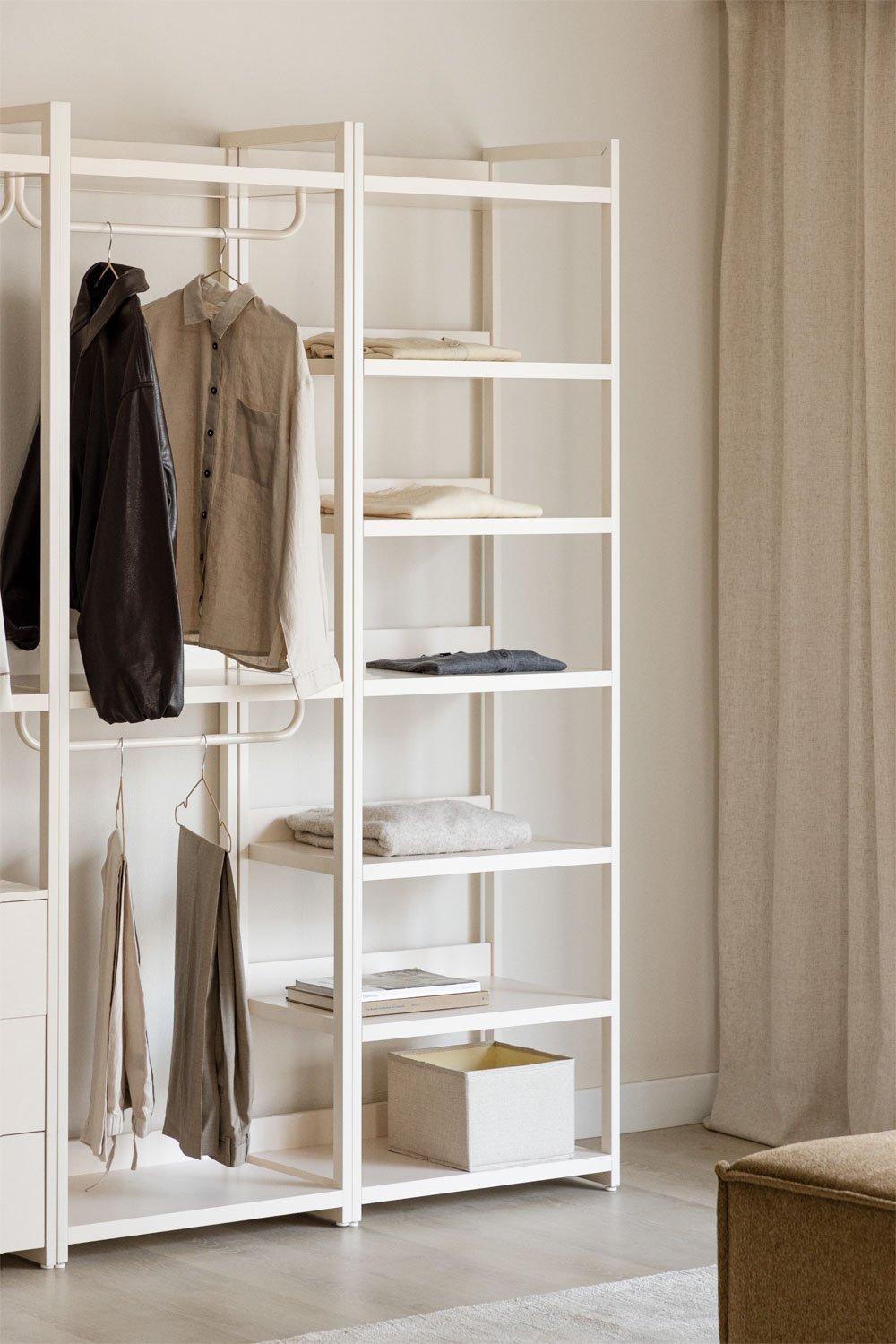Velunis 2-piece open modular wardrobe and iron shelving, gallery image 1