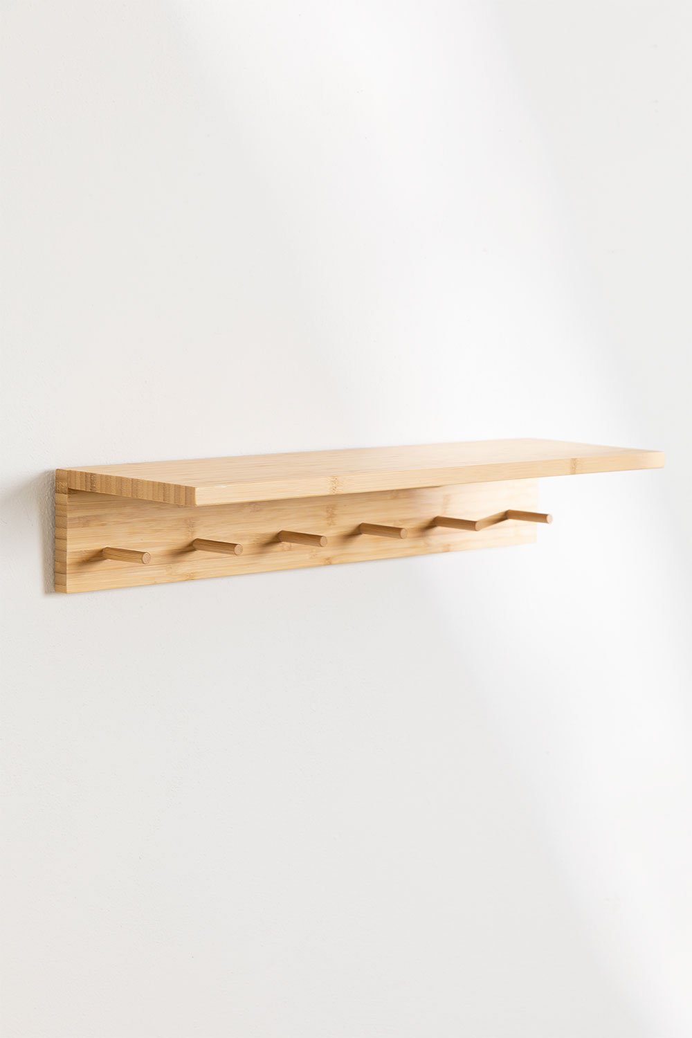 Gari bamboo wall coat rack with shelf, gallery image 3