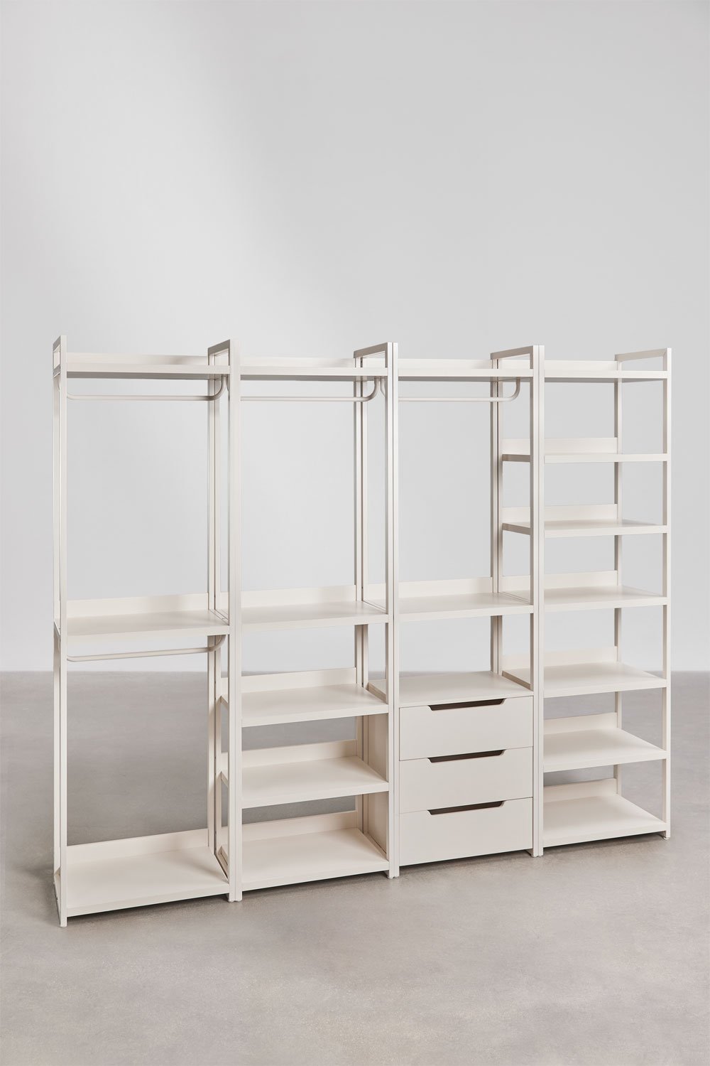 Velunis 4-piece open modular wardrobe with iron shelving, gallery image 3