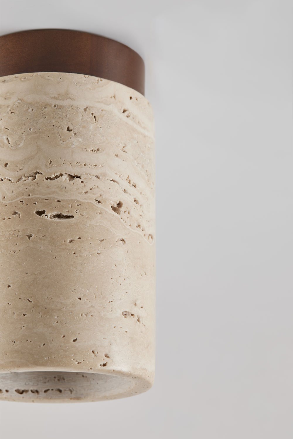 Davise travertine and wood ceiling light, gallery image 5