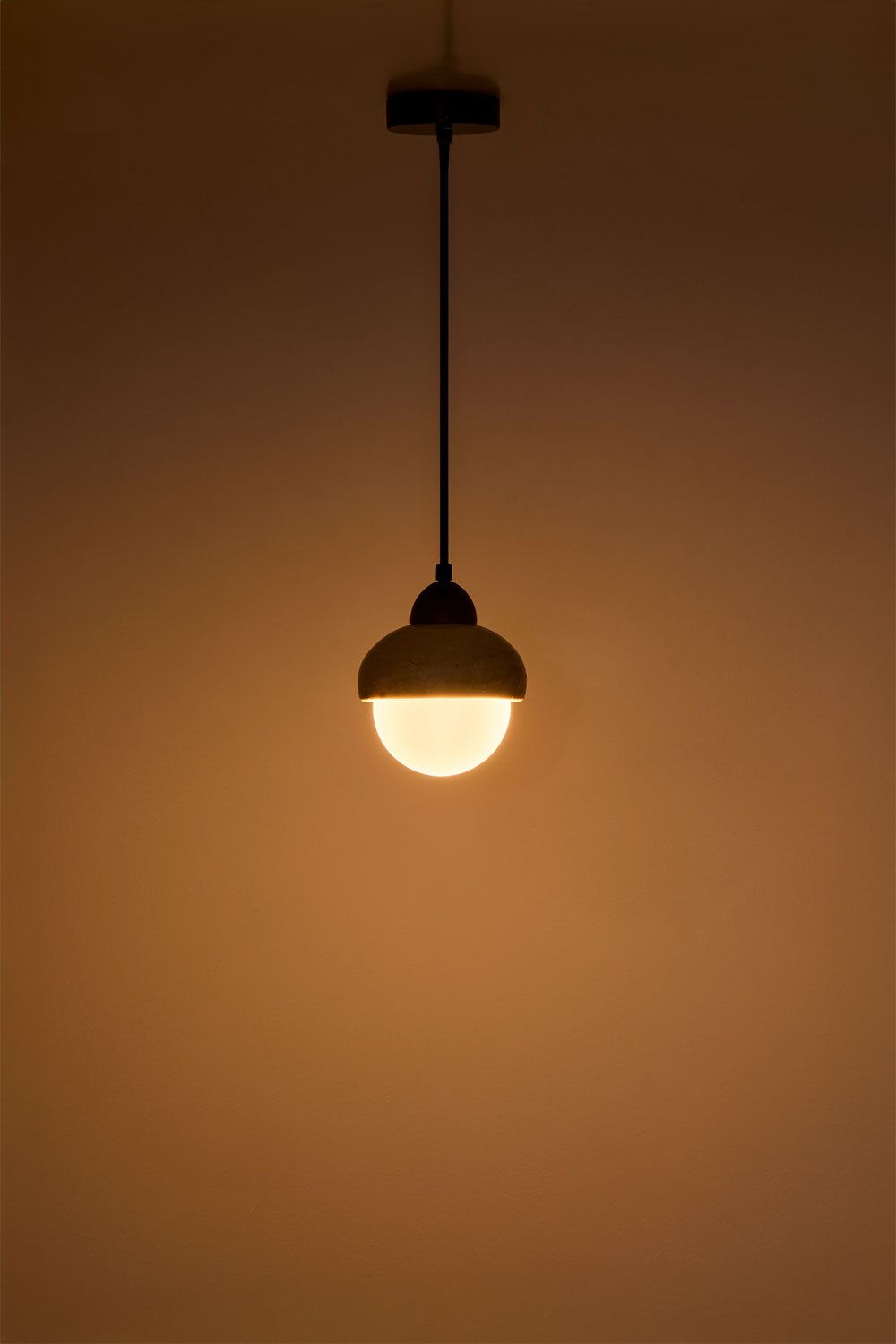Ceiling lamp Ø15 cm in travertine and Davise wood, gallery image 2