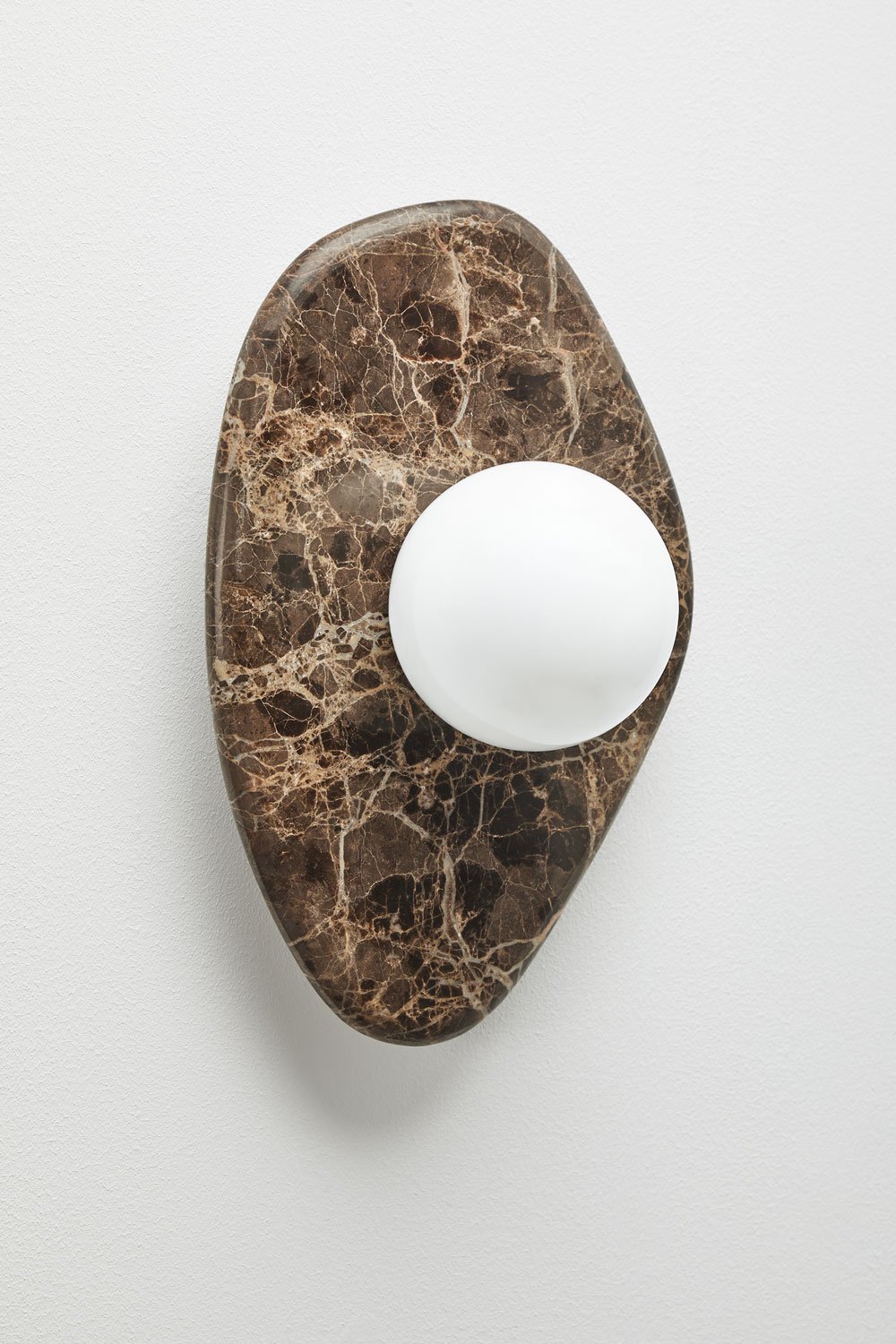 Jeremiah marble wall sconce with crystal ball, gallery image 1