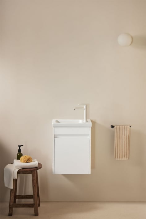 Narek suspended wooden bathroom furniture set with integrated sink - White