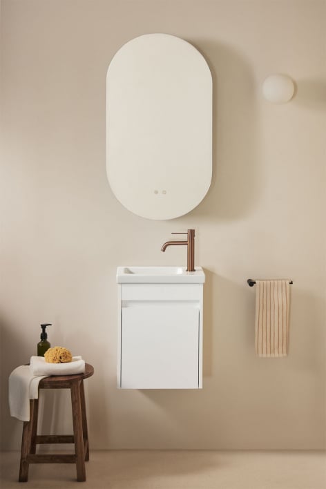 Narek suspended wooden bathroom furniture set with integrated sink - White