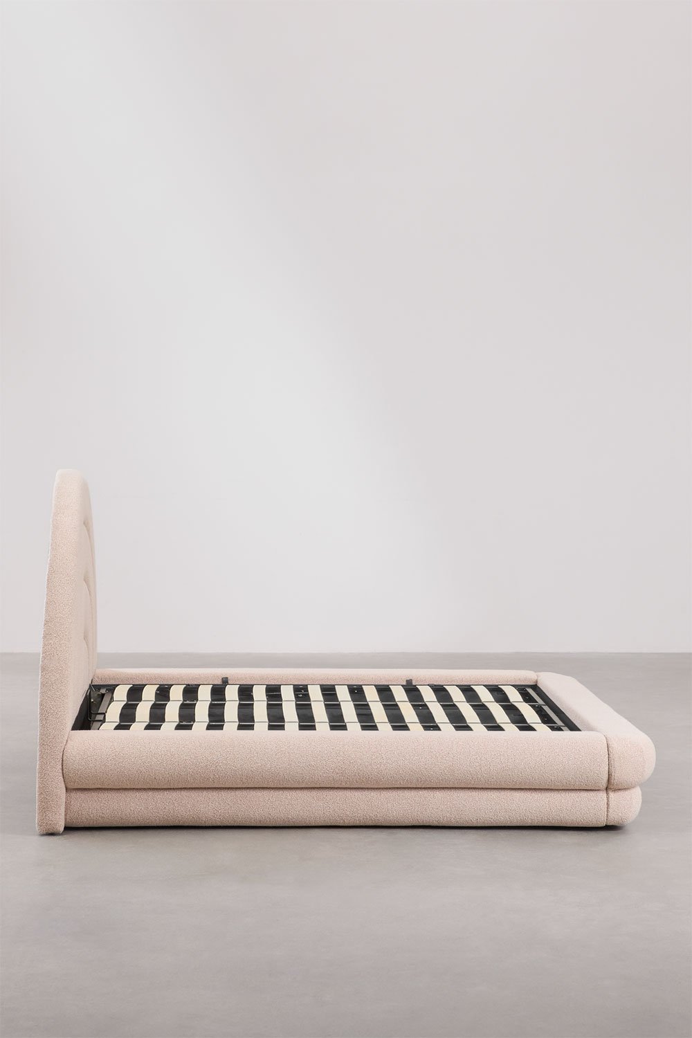 Bed with lift-up storage base in Borzensi bouclé fabric, gallery image 5