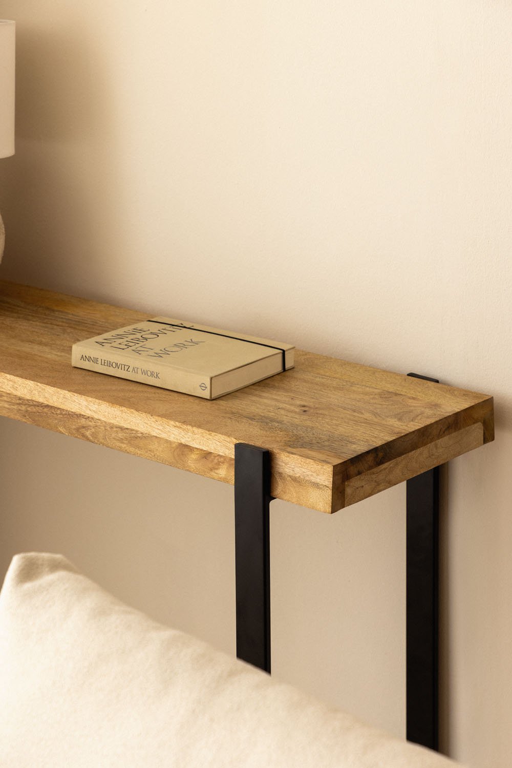 Kiren mango wood and iron hallway console table, gallery image 2