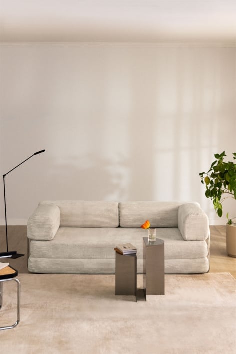 Vacuum-packed 2-seater velvet sofa bed Igone