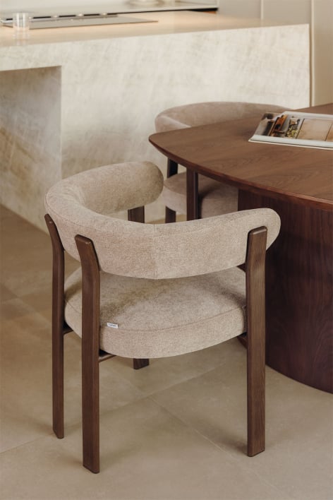 Jolie upholstered dining chair with armrests and iron frame