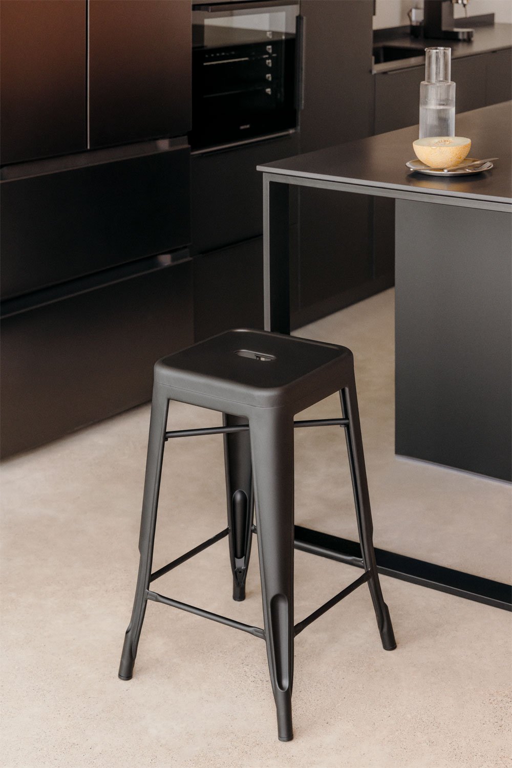 Pack of 2 stackable high stools in Lix steel, gallery image 1