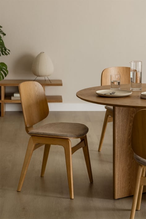 Canada wooden dining chair - Fabric Light Brown