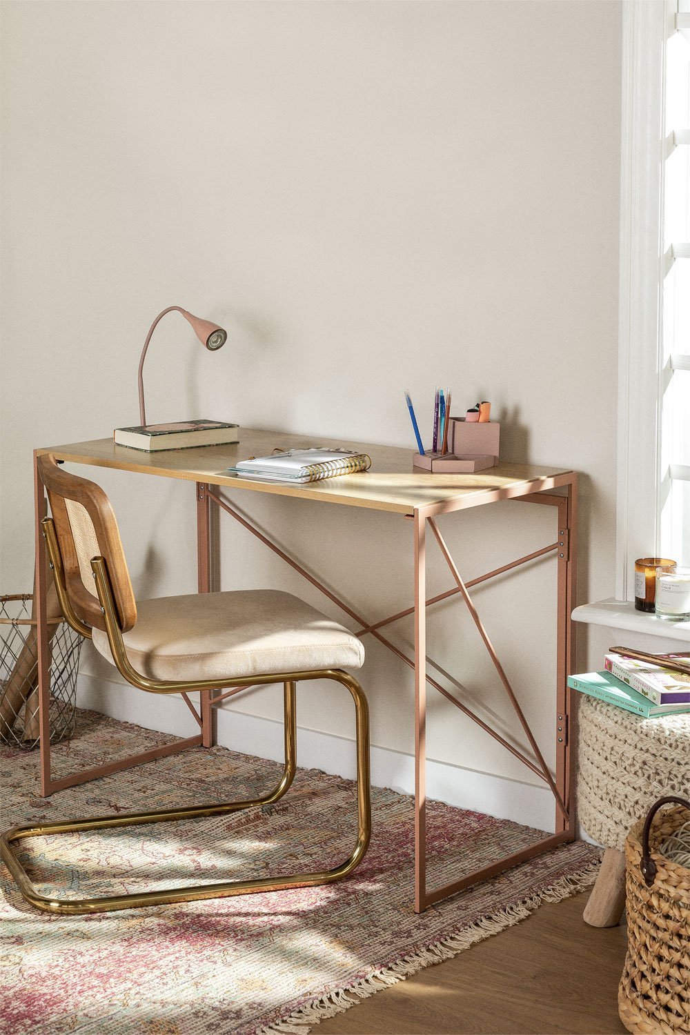 Andra foldable rectangular desk 100x50 cm in MDF and metal, gallery image 1