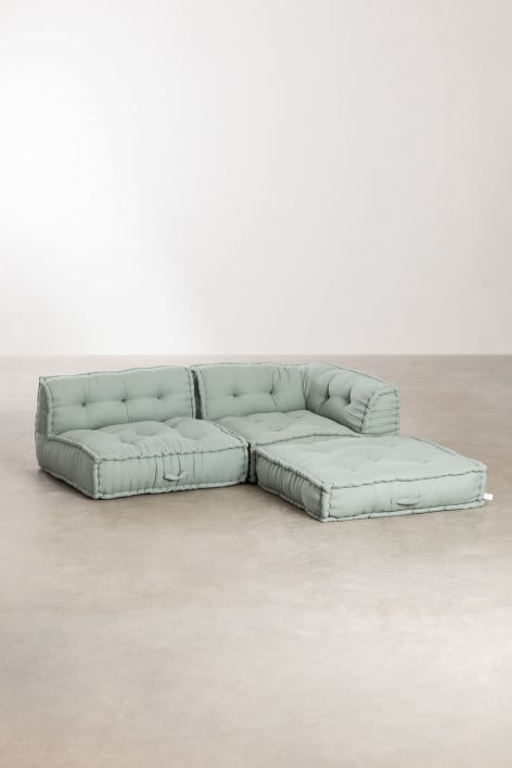 3-piece corner modular sofa in Dhel cotton