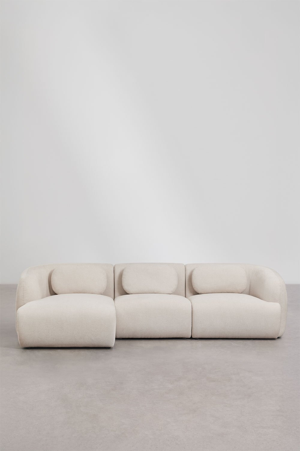 Left modular 3-piece chaise longue sofa in Coquette chenille, gallery image 5