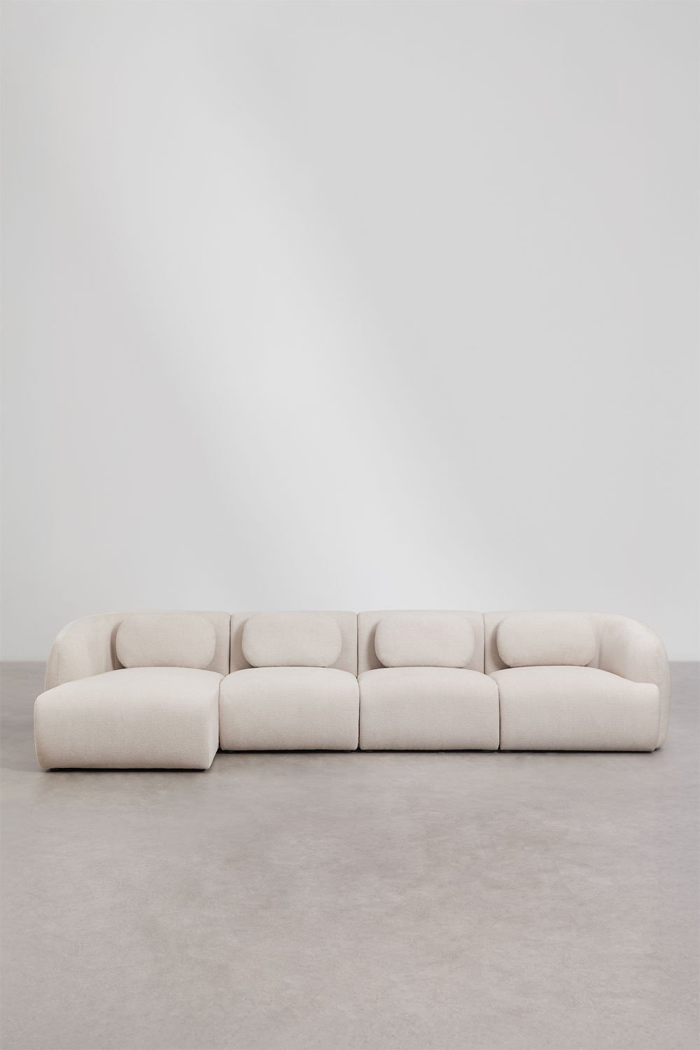 4-piece left modular chaise longue sofa in Coquette chenille, gallery image 5