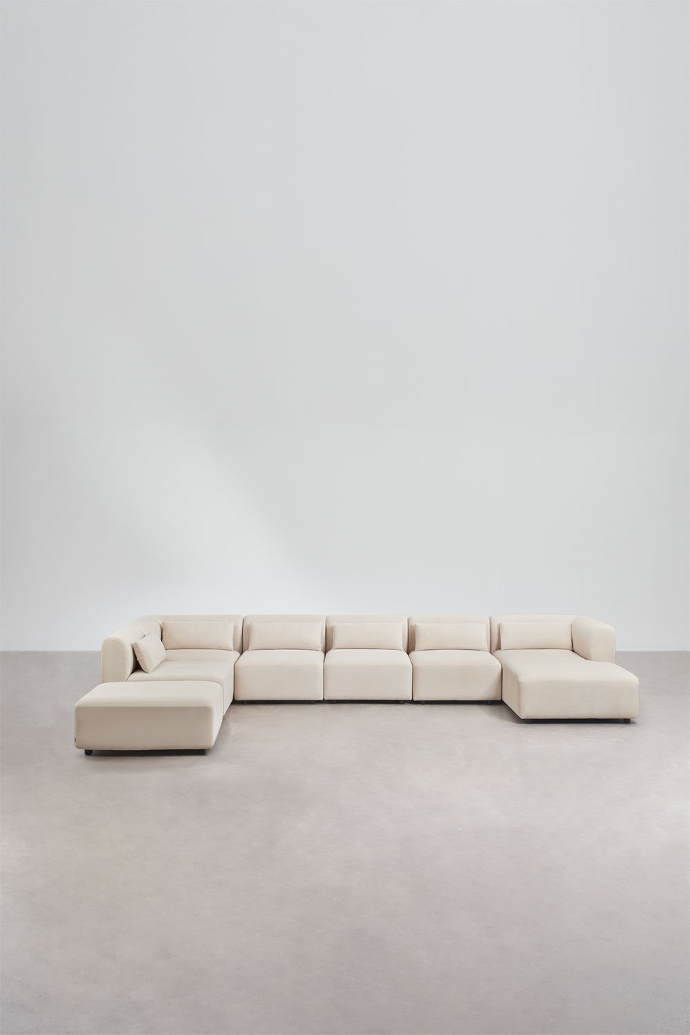 6-piece right modular chaise longue sofa with Fogler ottoman, gallery image 3