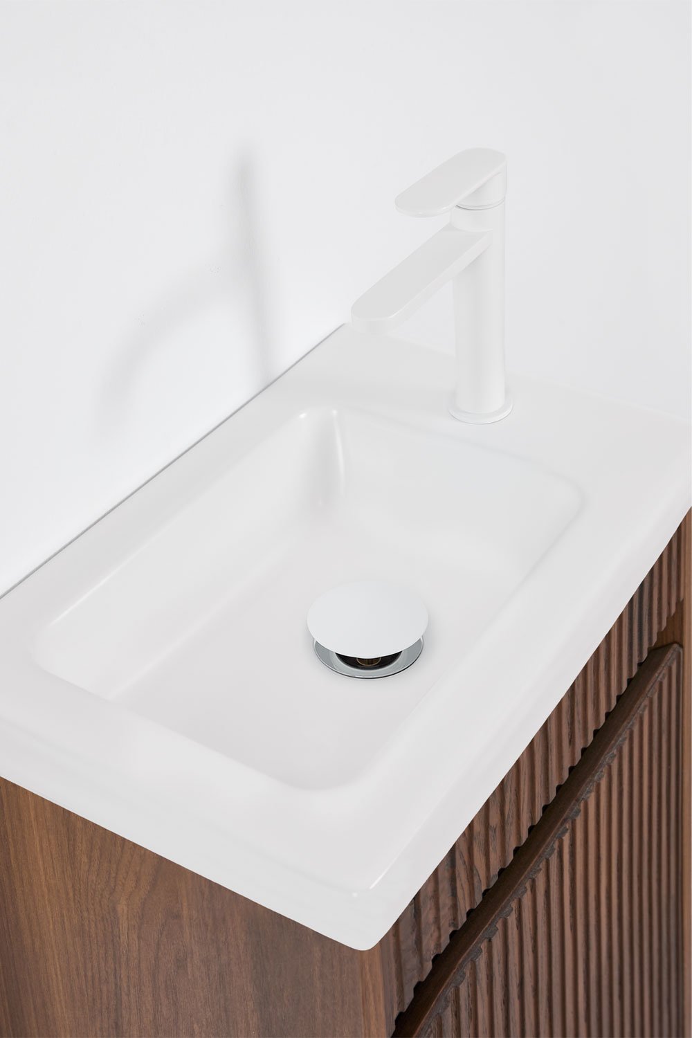 Suspended wooden bathroom furniture set with integrated sink Narek, gallery image 3