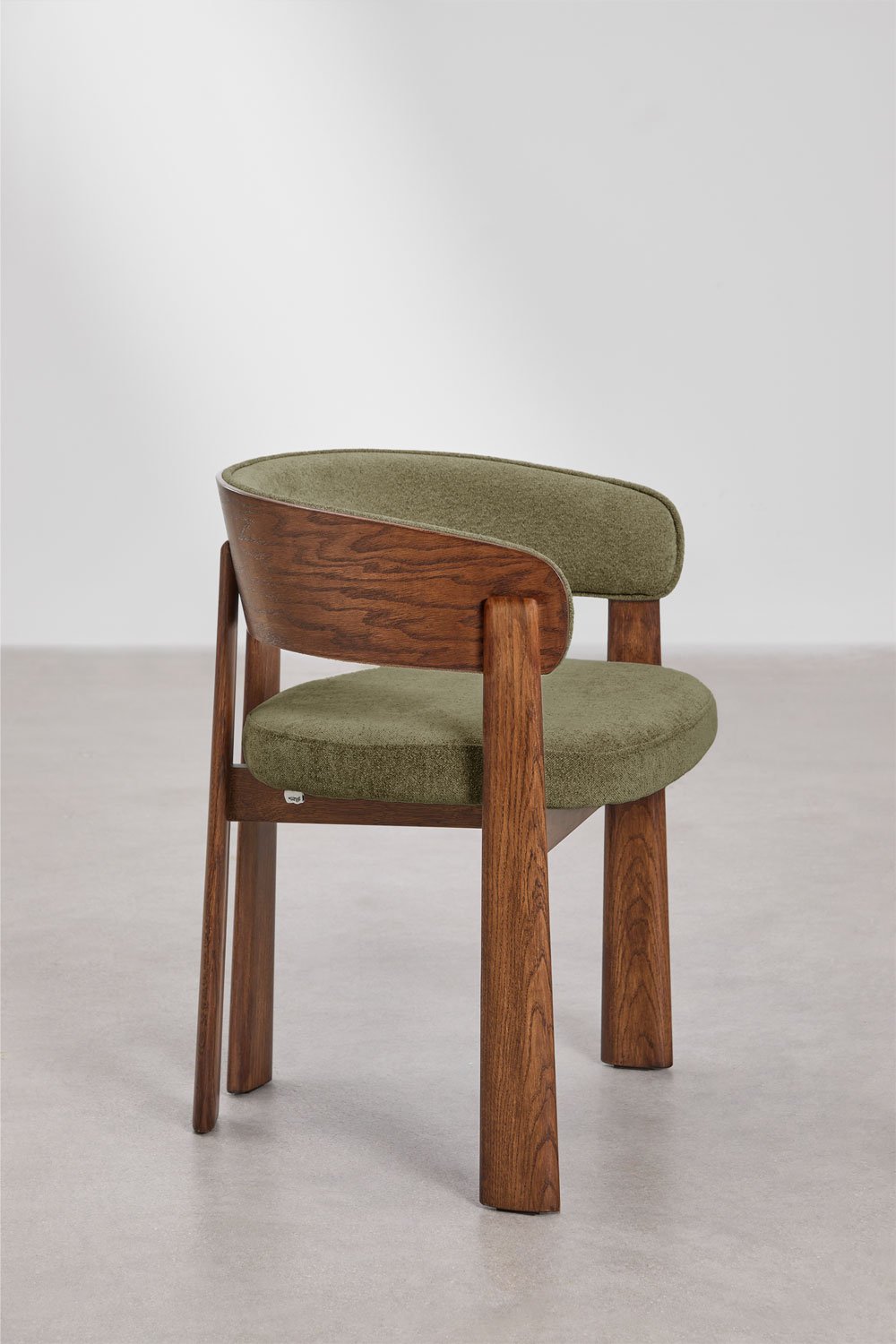 Pack of 2 upholstered dining chairs with armrests and oak wood Olea, gallery image 5