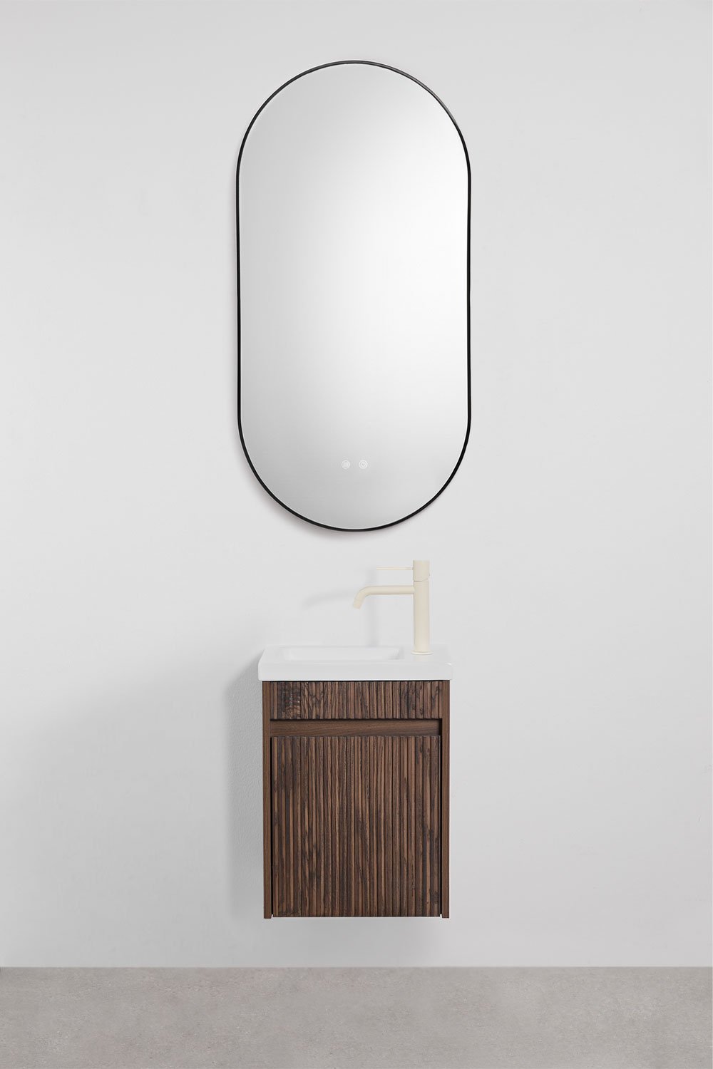 Suspended wooden bathroom furniture set with integrated sink Narek, gallery image 1