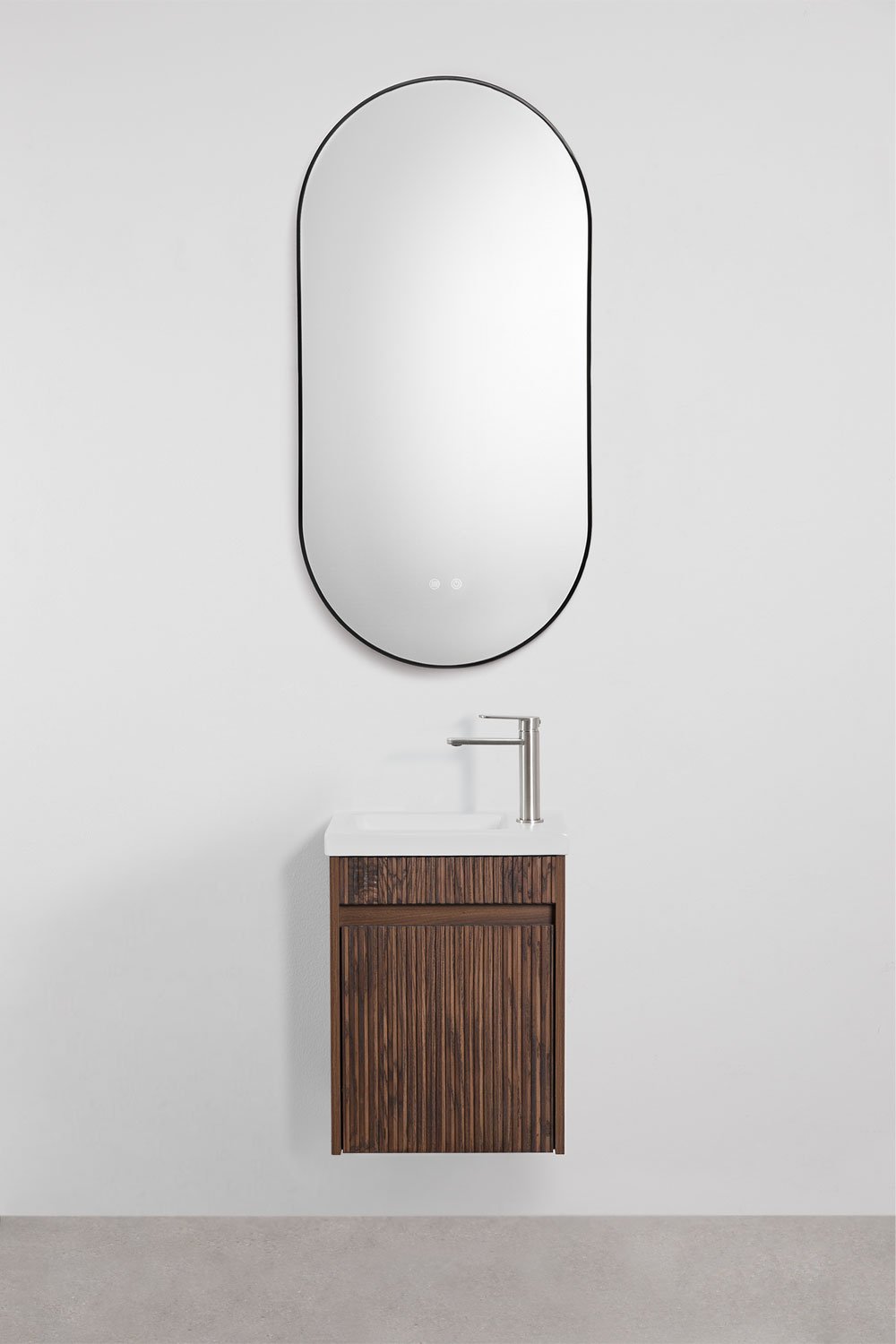 Suspended wooden bathroom furniture set with integrated sink Narek, gallery image 1