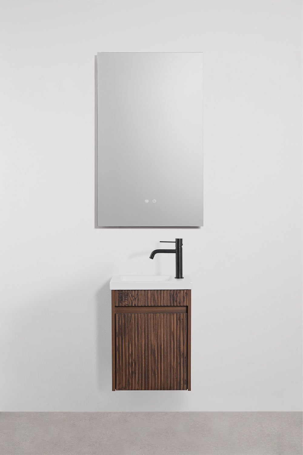 Suspended wooden bathroom furniture set with integrated sink Narek, gallery image 1