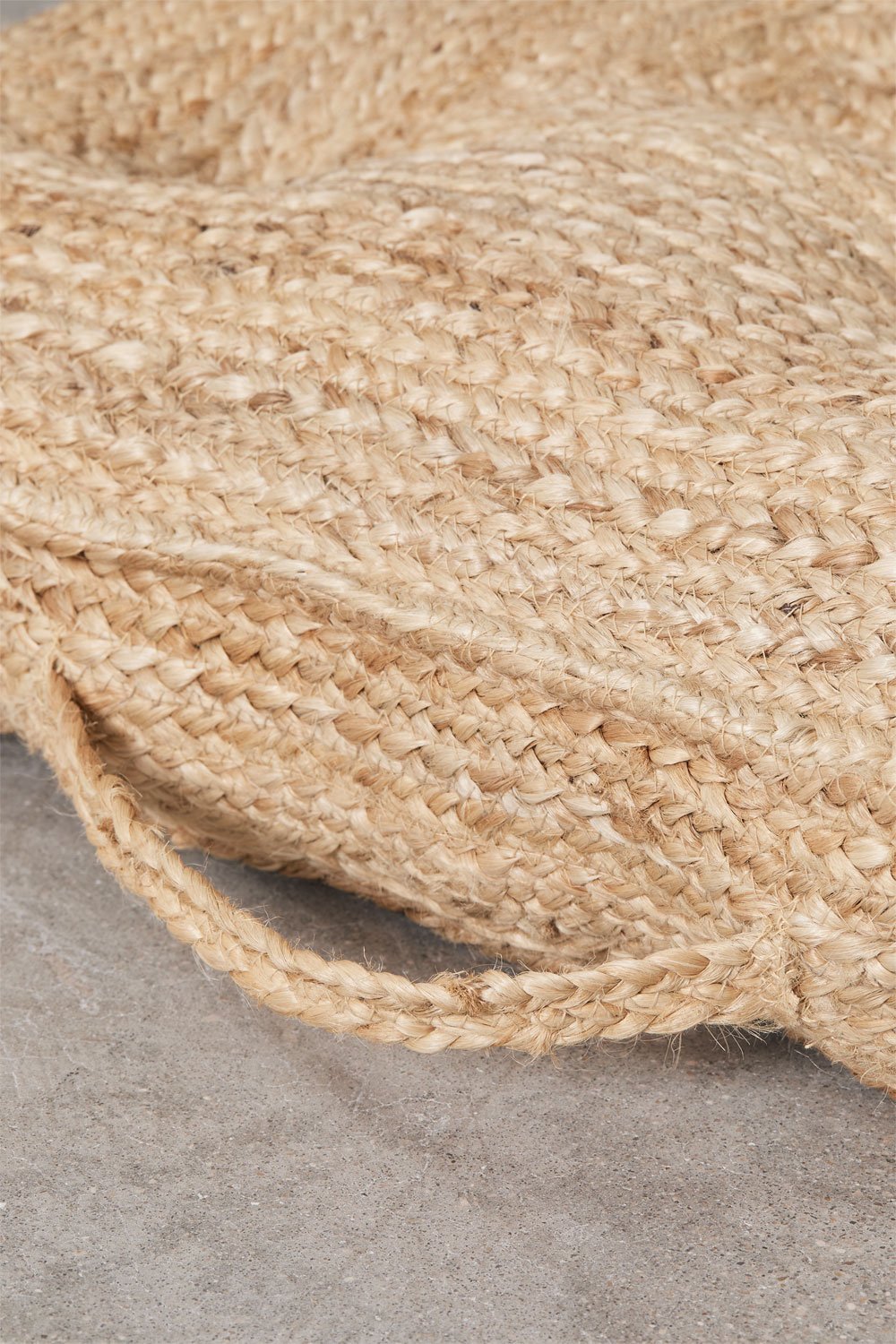 Square floor cushion 60x60 cm in natural jute and Serenda cotton, gallery image 3