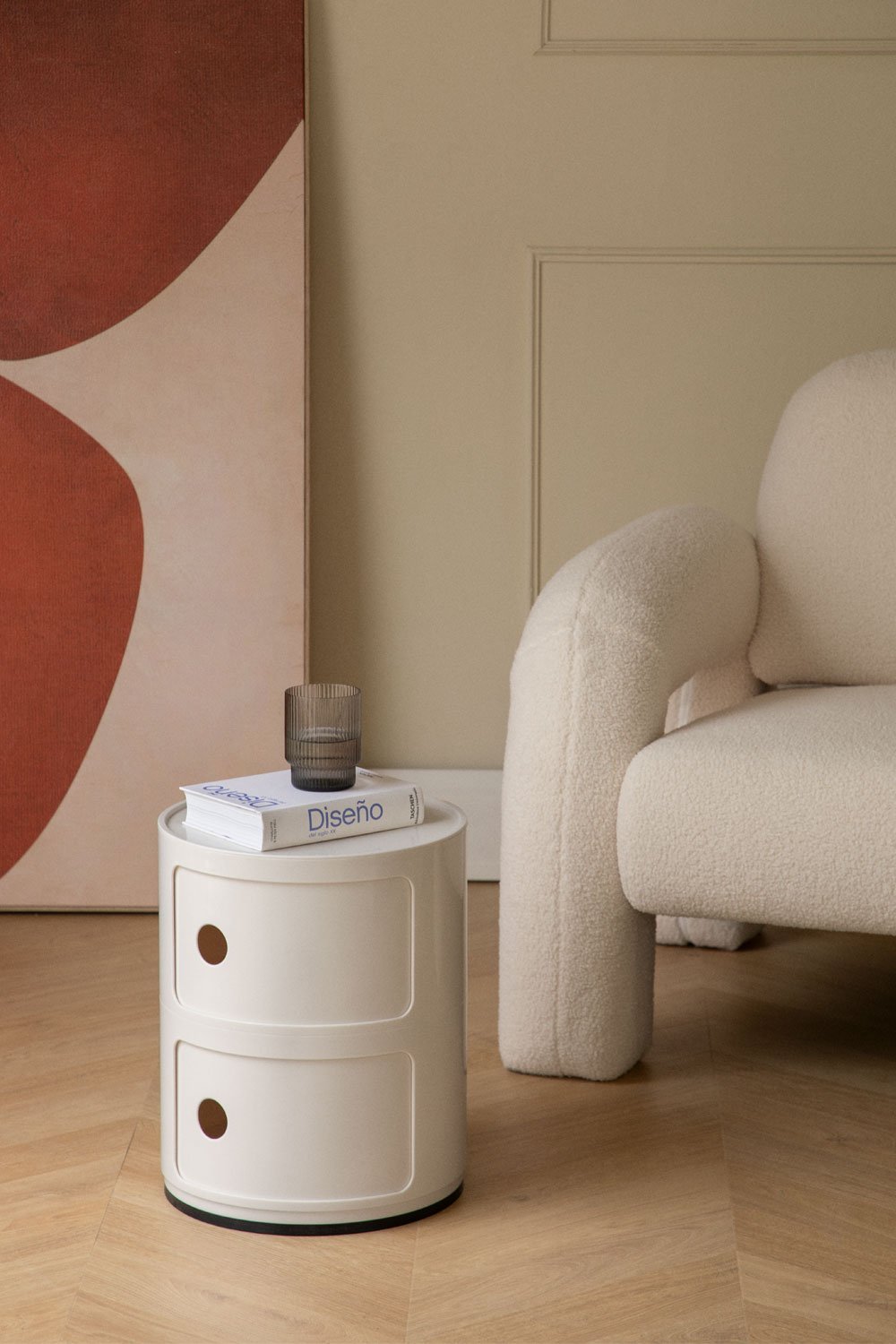 Babel round side table with shelves, gallery image 1