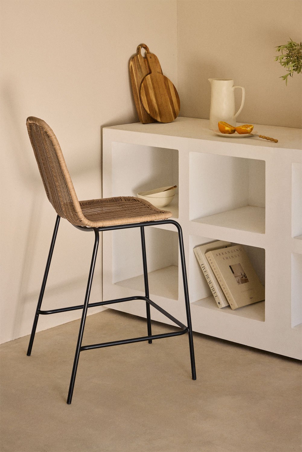 Stackable high garden stool in synthetic rattan Reiven, gallery image 1