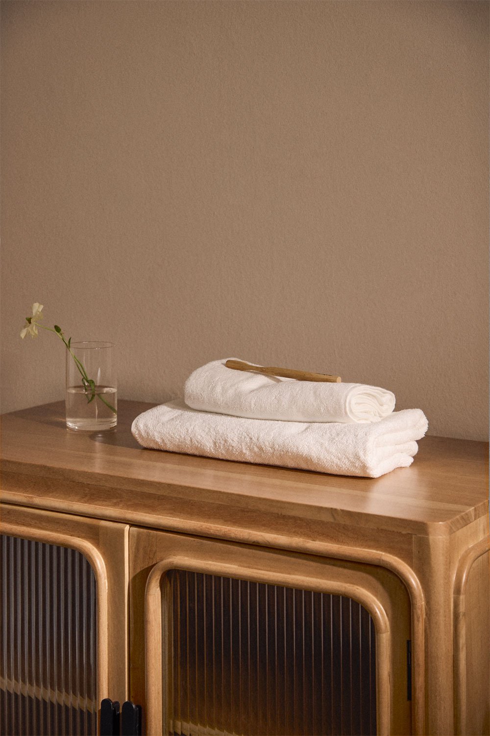 Massilia bathroom furniture set in acacia wood and glass, gallery image 4