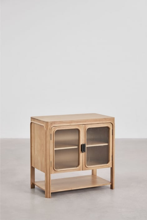 Massilia bathroom furniture set in acacia wood and glass