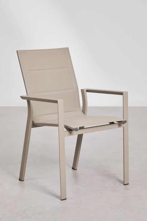 Stackable garden chair with aluminum armrests Karena - Moka Brown