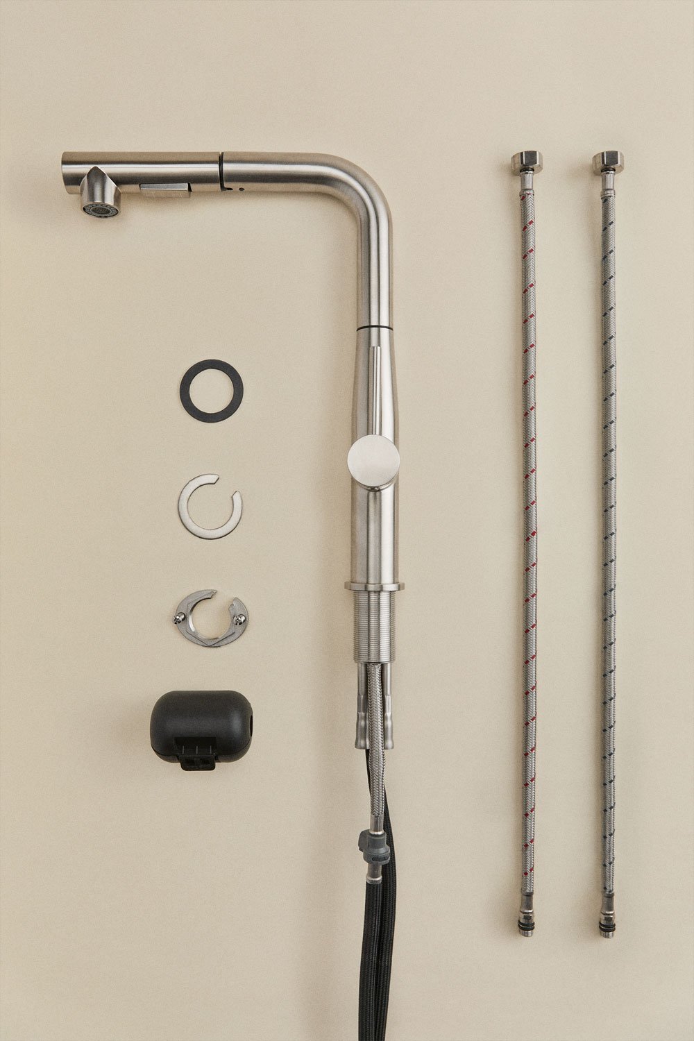 Olyt kitchen faucet with high pull-out spout in stainless steel, gallery image 8