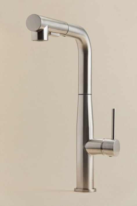 Outdoor kitchen faucet with high pull-out spout in stainless steel Olyt