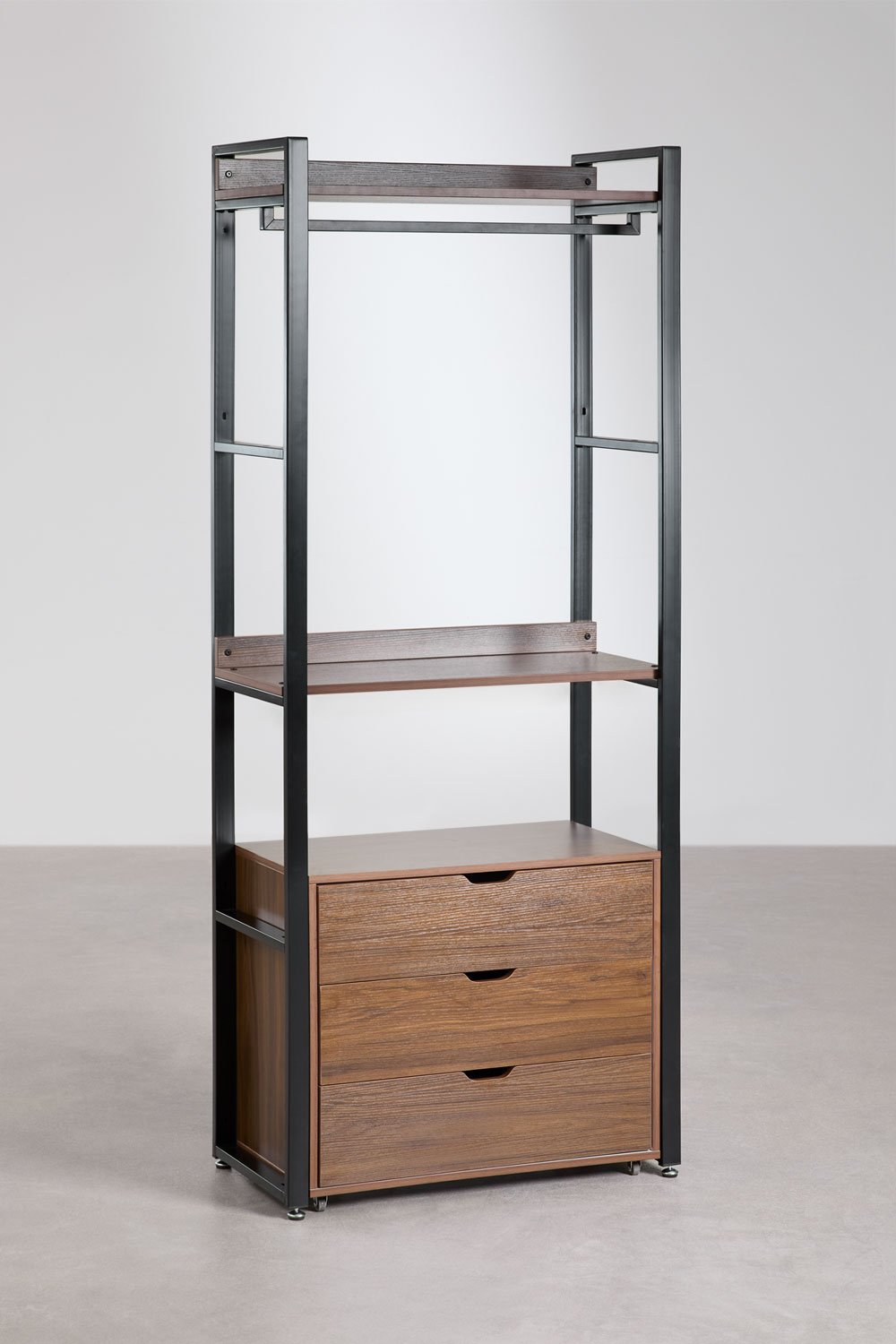 2-piece open modular wardrobe with drawers, steel shelving, and MDF Ariaster, gallery image 3
