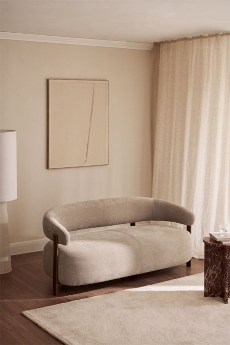 2-seater sofa in chenille fabric and iron Jolie